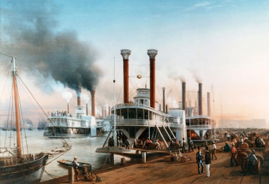 Giant Steamboats At The Levee In New Orleans