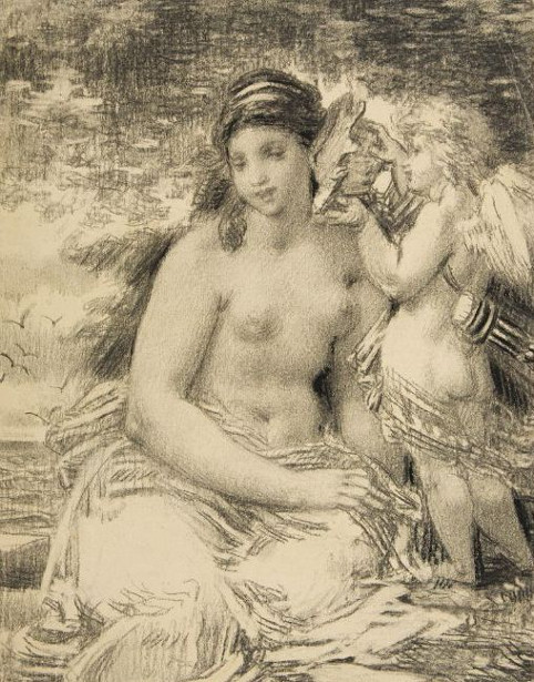 Cupid Holding Shell To The Ear Of Venus
